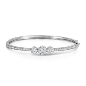 1.50Ct Diamond Cluster Bangle in 14K White Gold