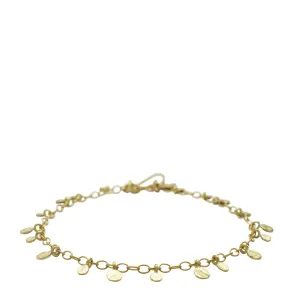 18K Gold Tiny Hammered Disc Bracelet