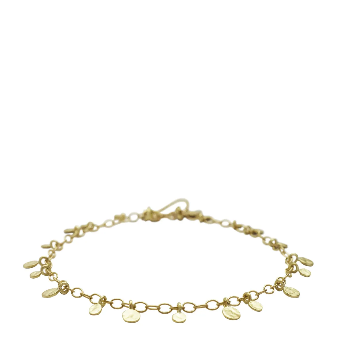 18K Gold Tiny Hammered Disc Bracelet