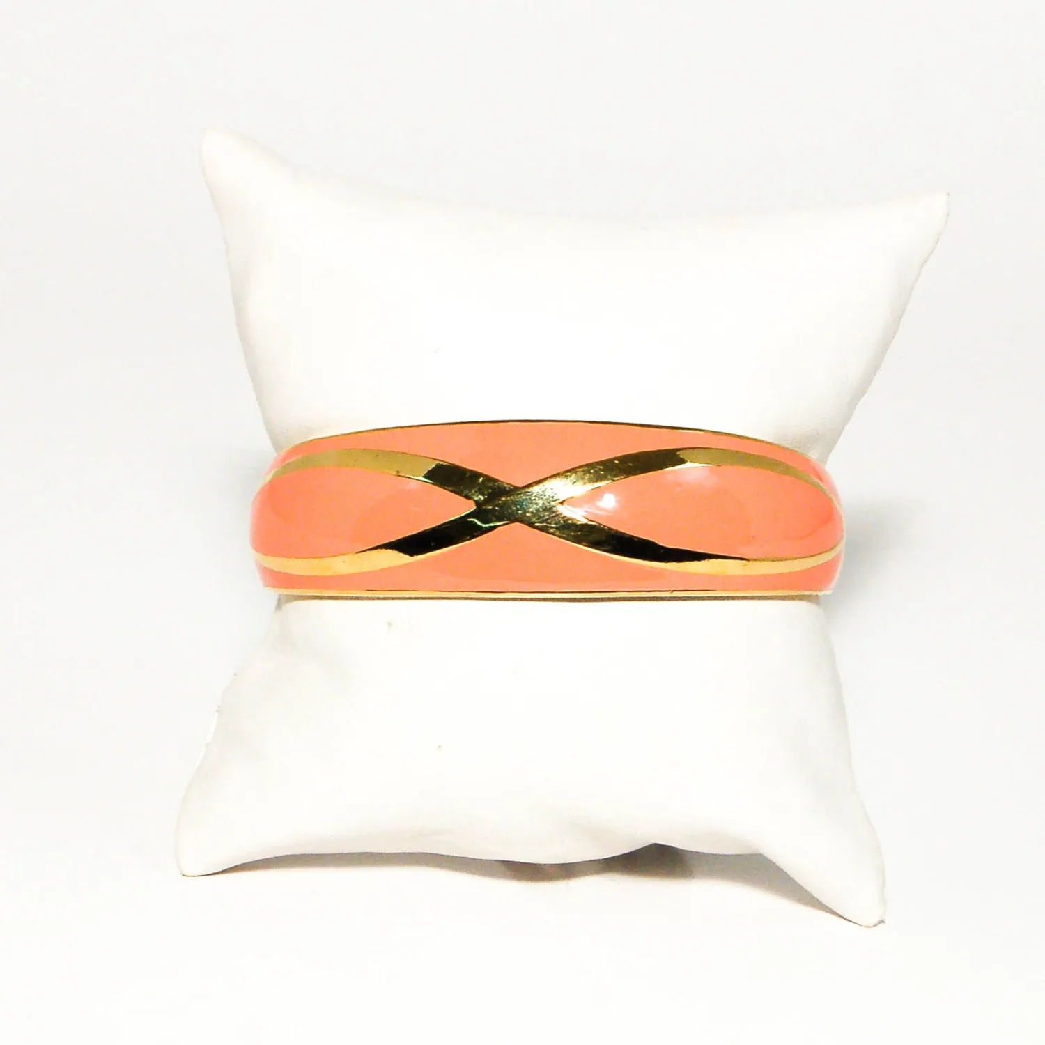 1970's Shiny Gold and Coral Open Cuff Bracelet