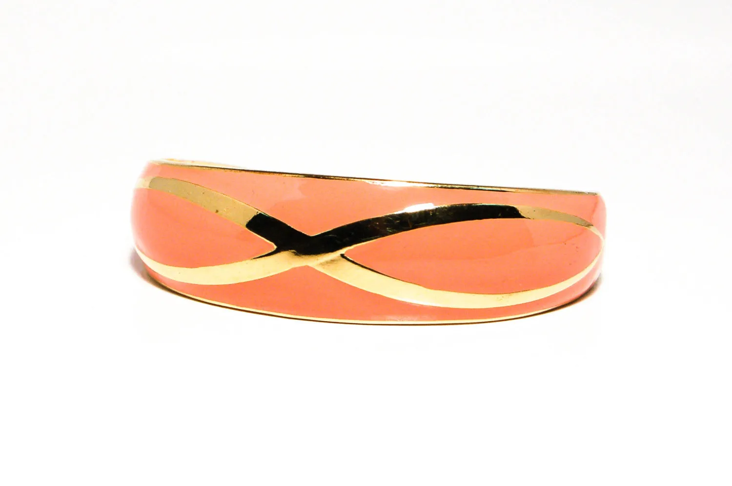1970's Shiny Gold and Coral Open Cuff Bracelet