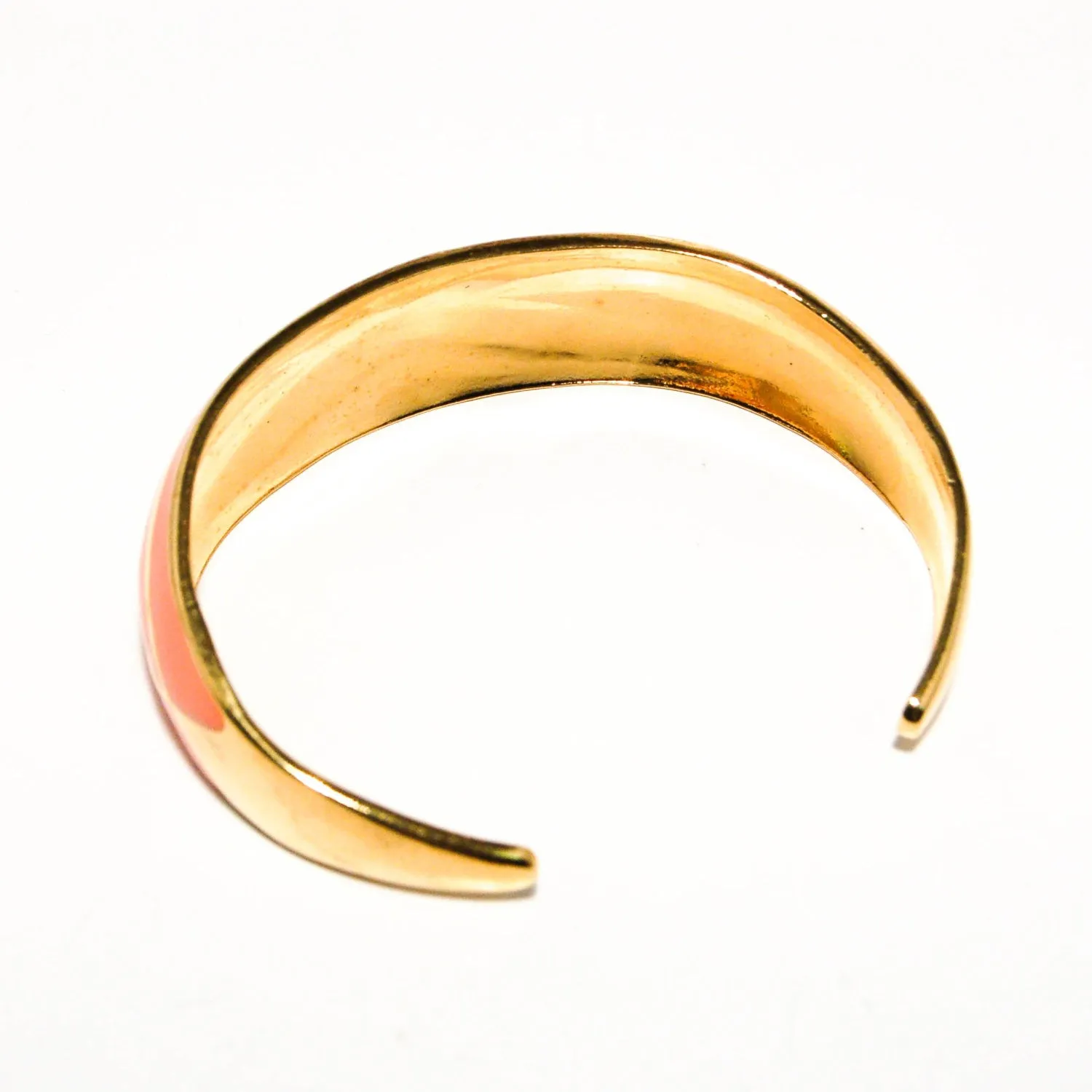 1970's Shiny Gold and Coral Open Cuff Bracelet