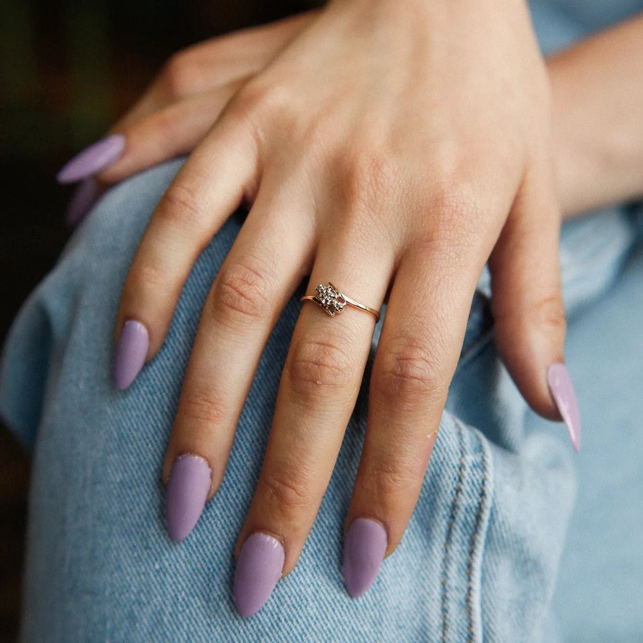 1980's 10k Small Bypass Diamond Ring | Sz 6.75