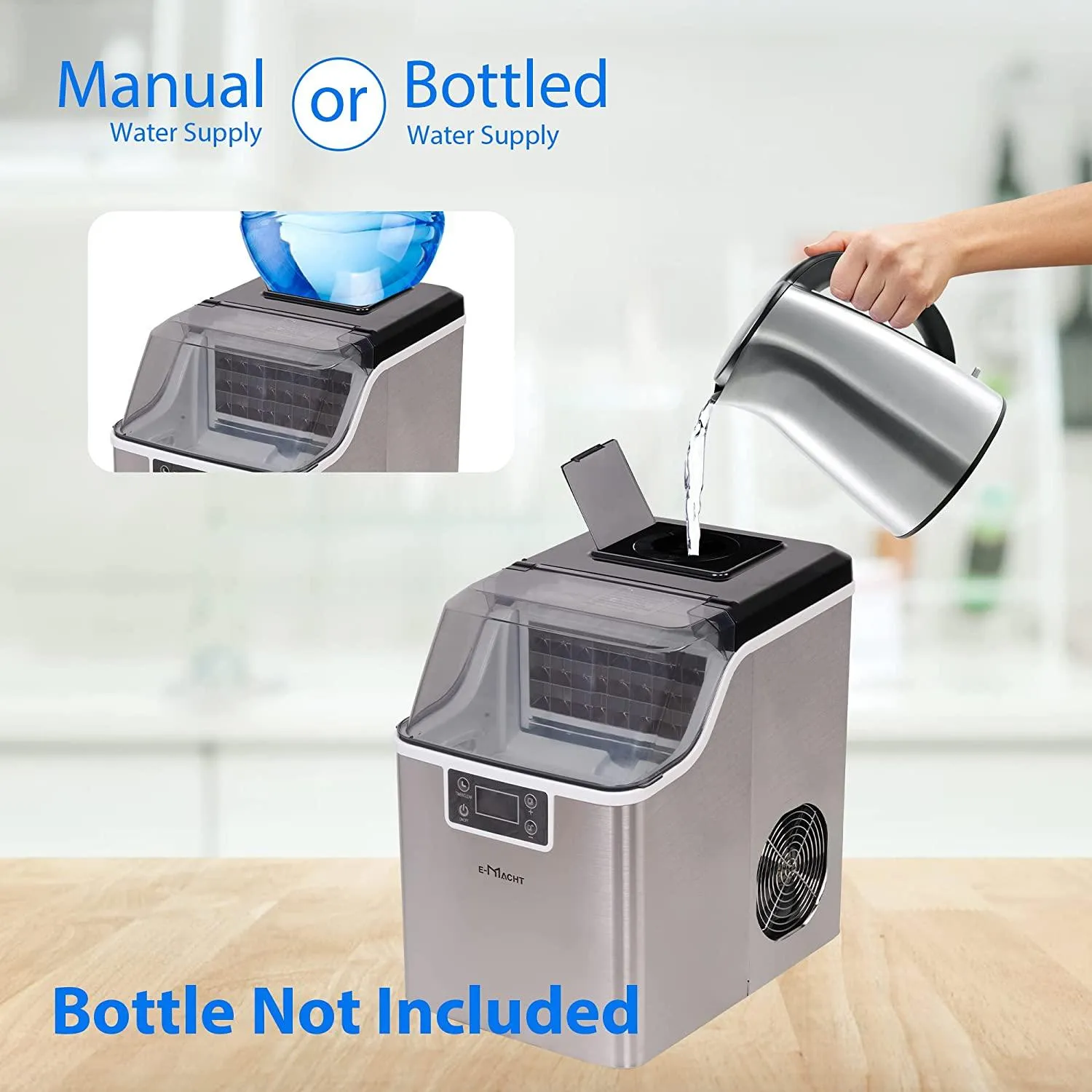 2-in-1 Water Cooler Dispenser with Built-in Ice Maker, Compact Ice  Maker Ice Scoop & Basket Self-Cleaning Timer Function