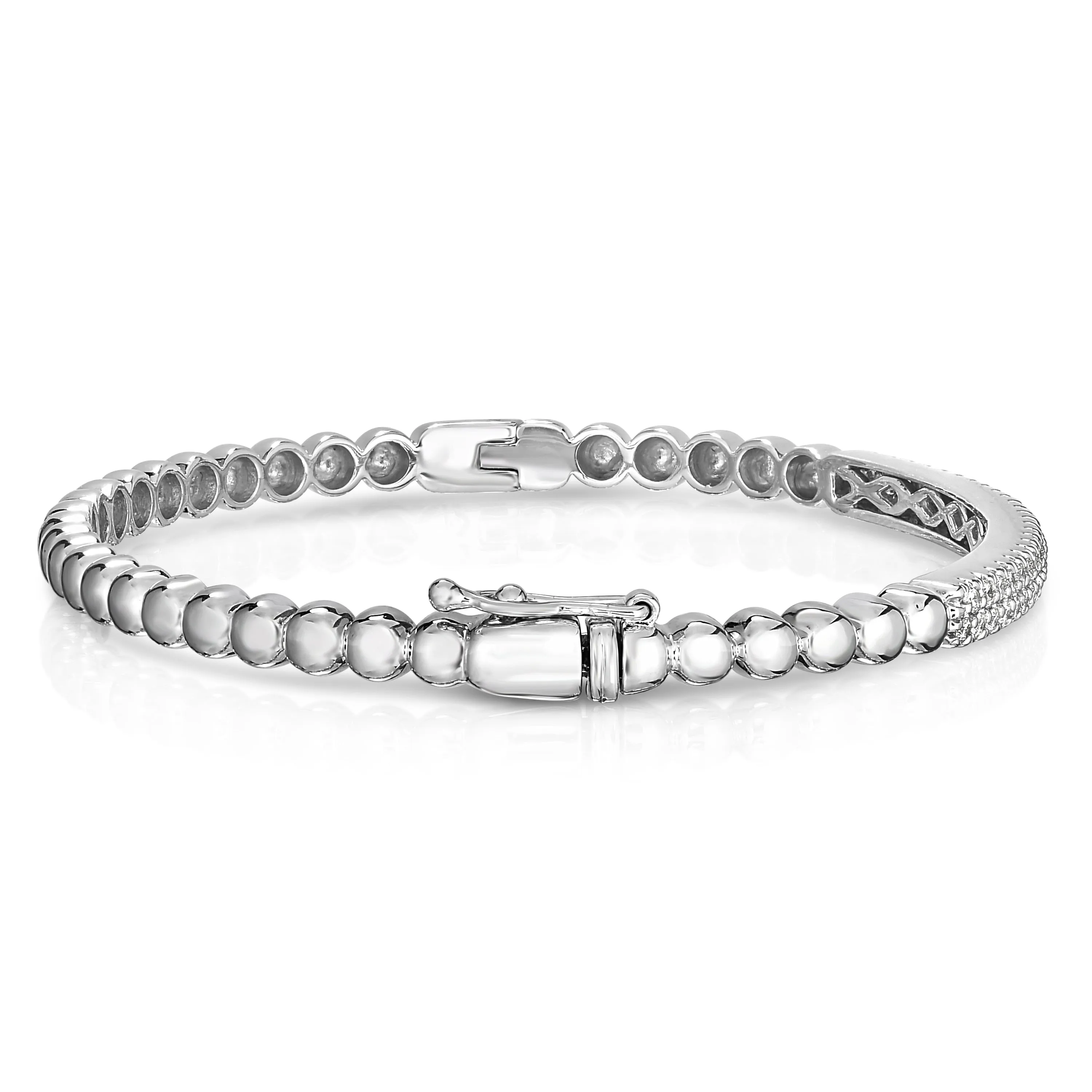 2-Row 0.65Ct Diamond Beaded Bangle in 14K White Gold
