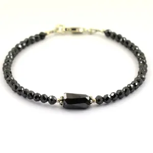 20-22 Cts Certified Black Diamond Beads Bracelet in 925 Silver, Great Shine & Excellent Luster