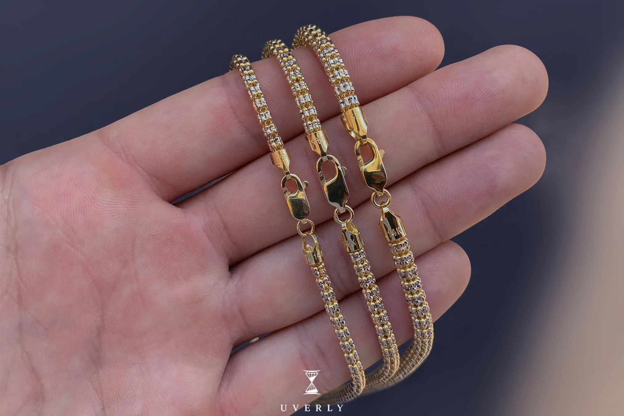 2.5mm - 4.5mm Ice Chain Necklace - 14k Yellow Gold