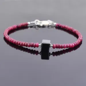 32.30 Ct, Ruby Gemstone Bracelet with Black Diamond Beads, Very Elegant