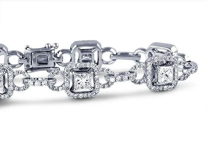 3.85ctw Princess Cut Diamond Line Bracelet