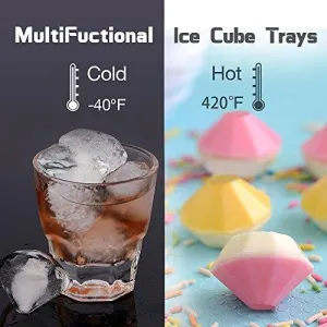 4Pack Diamond Ice Cube Trays with Lid,Silicone Ice Maker Mold, Food Grade Multifunction Storage Containers for Whiskey,Cocktails,Juice (Black)