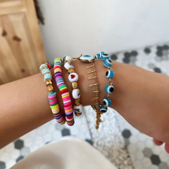 5Pc Soft Pottery Layered Bracelet - Aloha