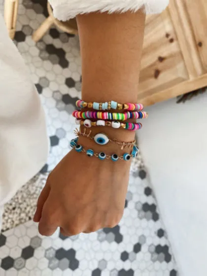 5Pc Soft Pottery Layered Bracelet - Aloha
