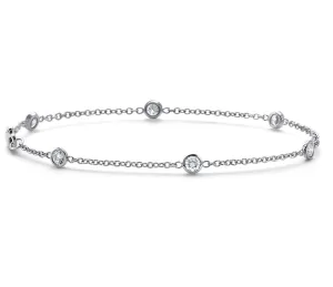 60 Cent Elegant White Diamonds Chain Bracelet in 925 Silver, Beautiful Collection & Great Shine. AAA Certified