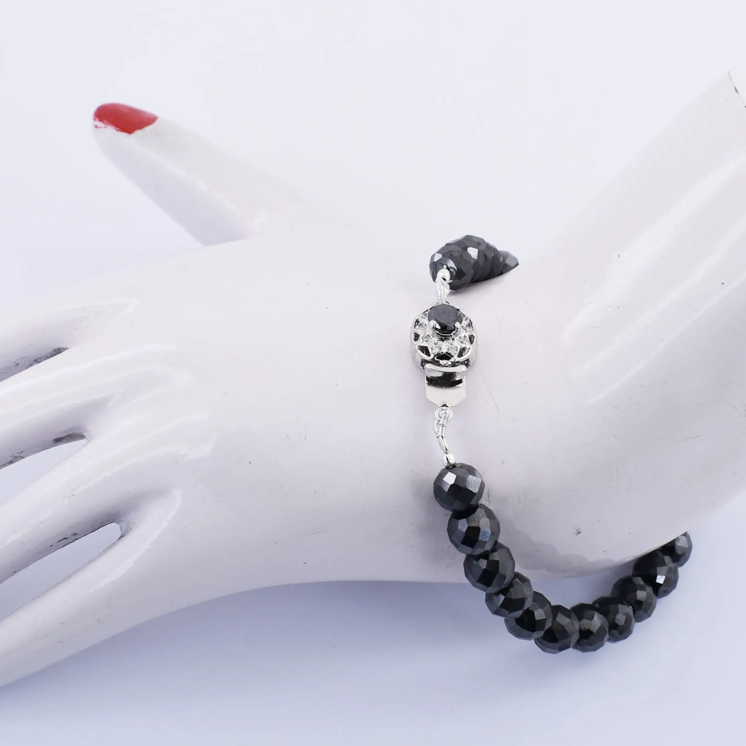 8 mm Certified Black Diamond Beaded Bracelet - Excellent Luster & Ideal Gift, Amazing Look