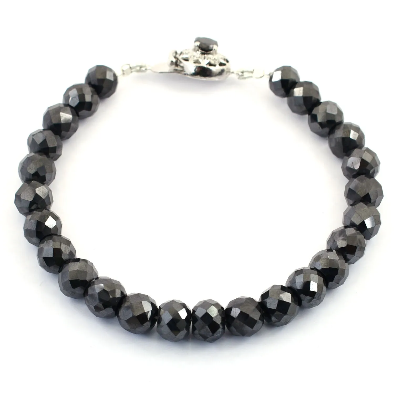 8 mm Certified Black Diamond Beaded Bracelet - Excellent Luster & Ideal Gift, Amazing Look