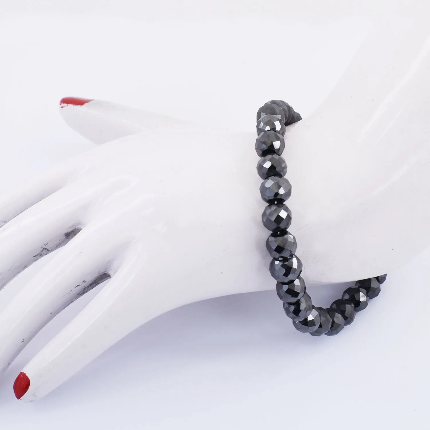 8 mm Certified Black Diamond Beaded Bracelet - Excellent Luster & Ideal Gift, Amazing Look