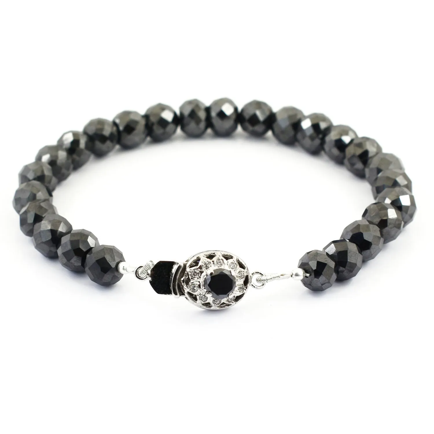 8 mm Certified Black Diamond Beaded Bracelet - Excellent Luster & Ideal Gift, Amazing Look