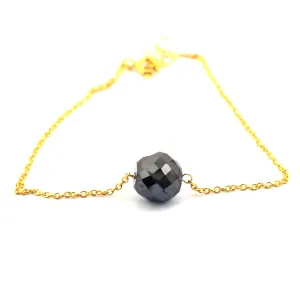 9.50 Ct AAA Certified Black Diamond Chain Bracelet in Yellow Finish! Great Shine & Very Elegant
