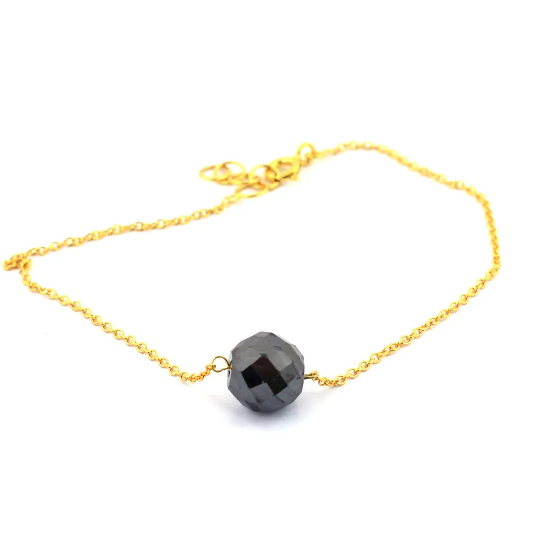 9.50 Ct AAA Certified Black Diamond Chain Bracelet in Yellow Finish! Great Shine & Very Elegant