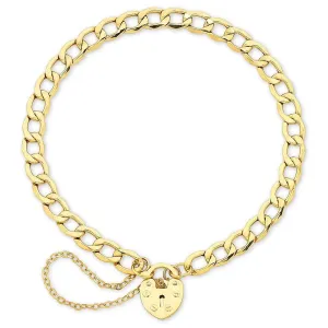 9ct Yellow Gold Padlock Curb Bracelet