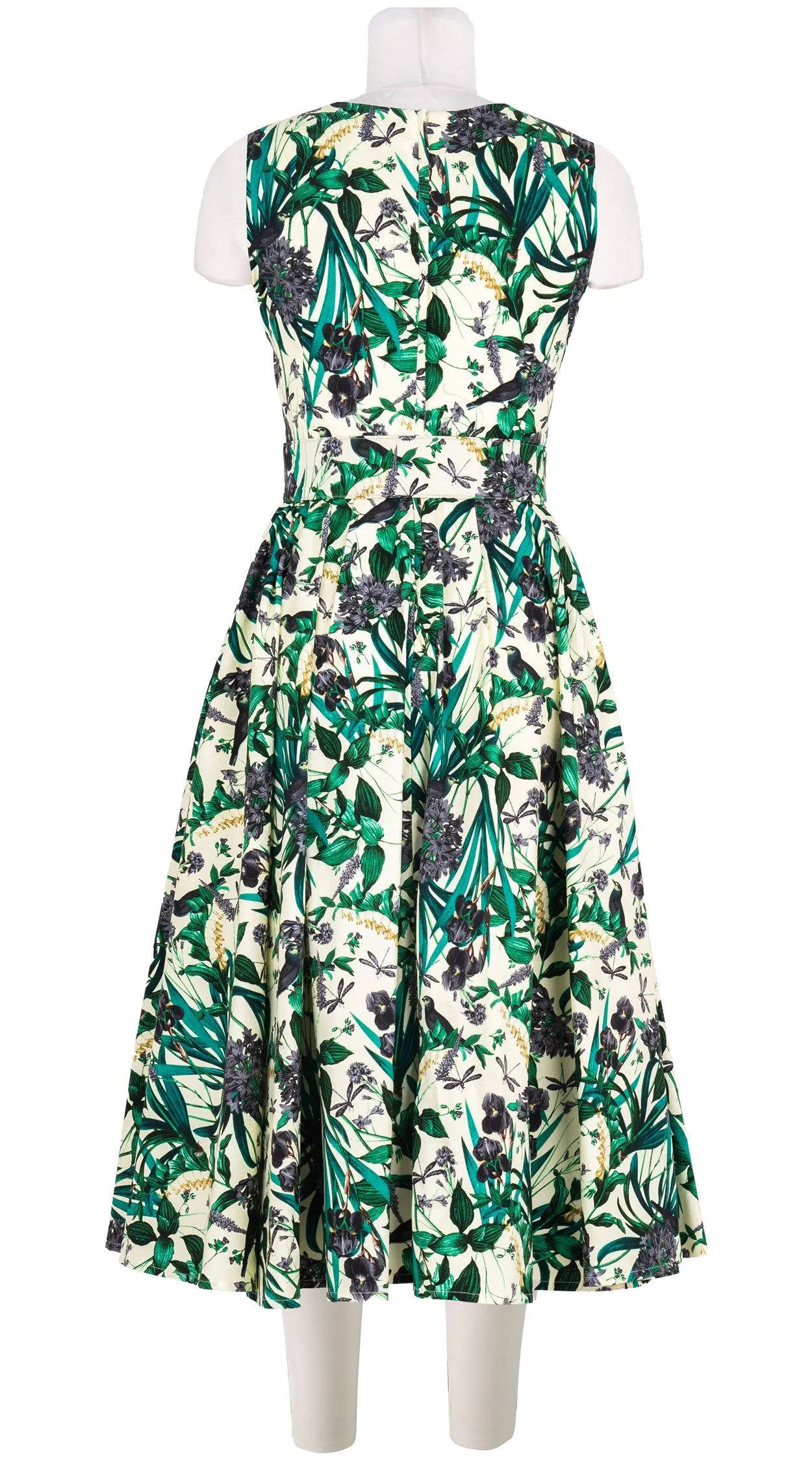 Abelia Dress V Neck Sleeveless Midi Length Cotton Stretch (Vintage Iris)