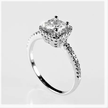 Ada Delicate Princess CZ Halo Engagement Ring | 0.6ct