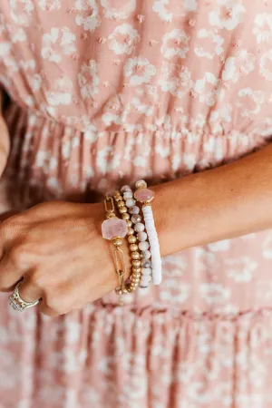 Always Classy Beaded Bracelet Set- Blush, Ivory, & Gold