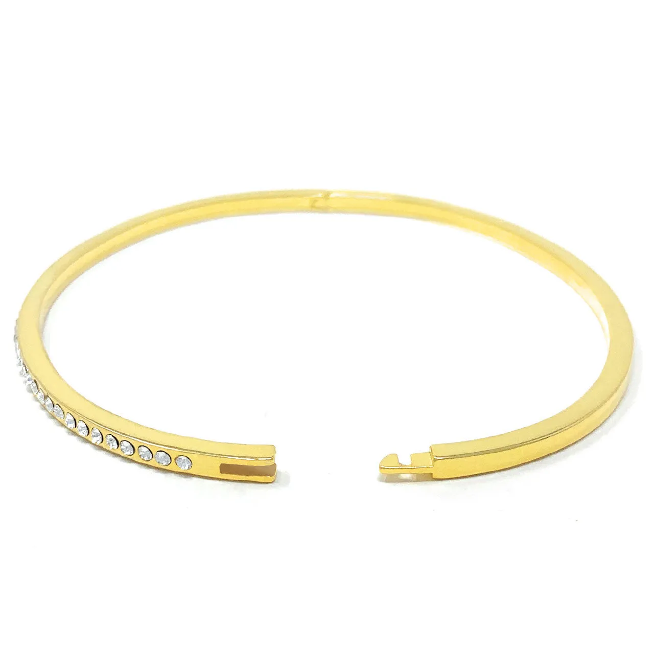 Amelia Pave Bangle Bracelet with White Clear Round Crystals from Swarovski Gold Plated