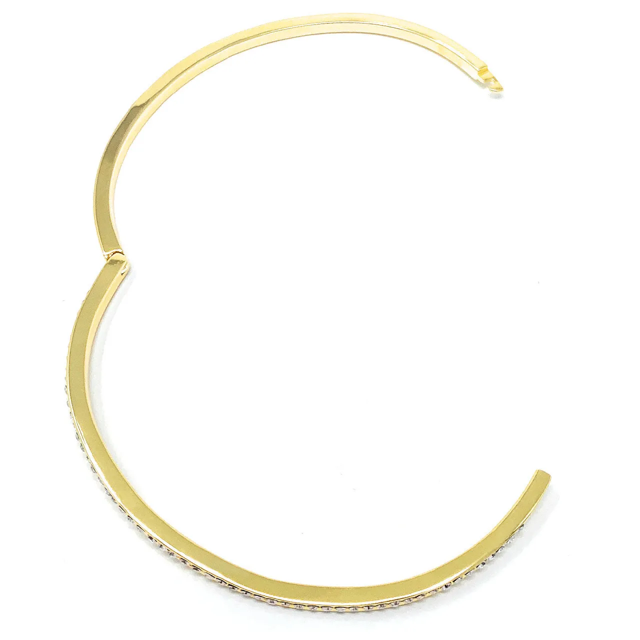 Amelia Pave Bangle Bracelet with White Clear Round Crystals from Swarovski Gold Plated