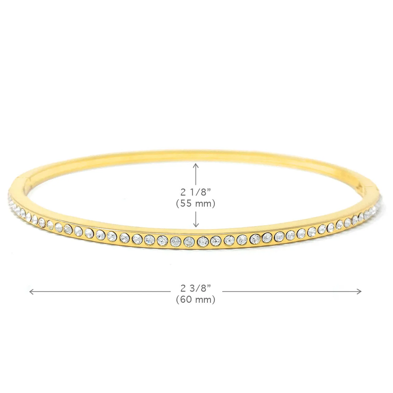 Amelia Pave Bangle Bracelet with White Clear Round Crystals from Swarovski Gold Plated