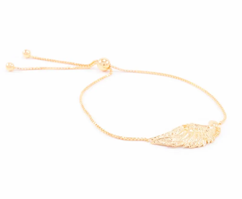Angel Wing Bolo Friendship Bracelet, 18K Gold