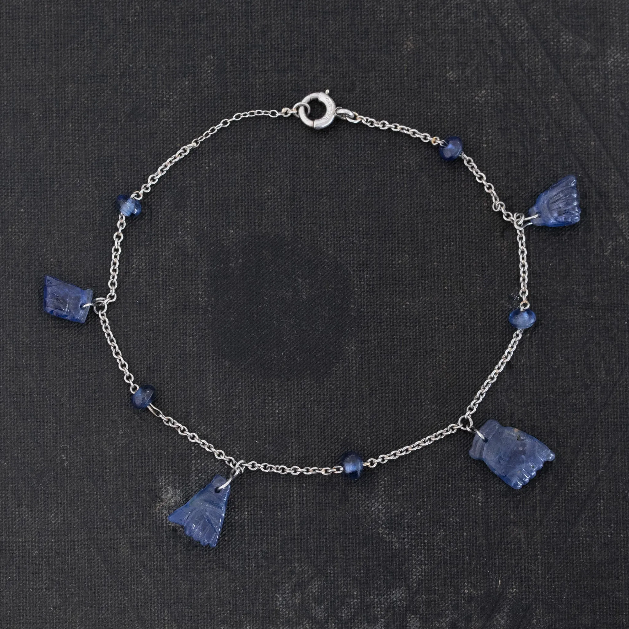 Antique Carved Sapphire Charm Bracelet by Cartier