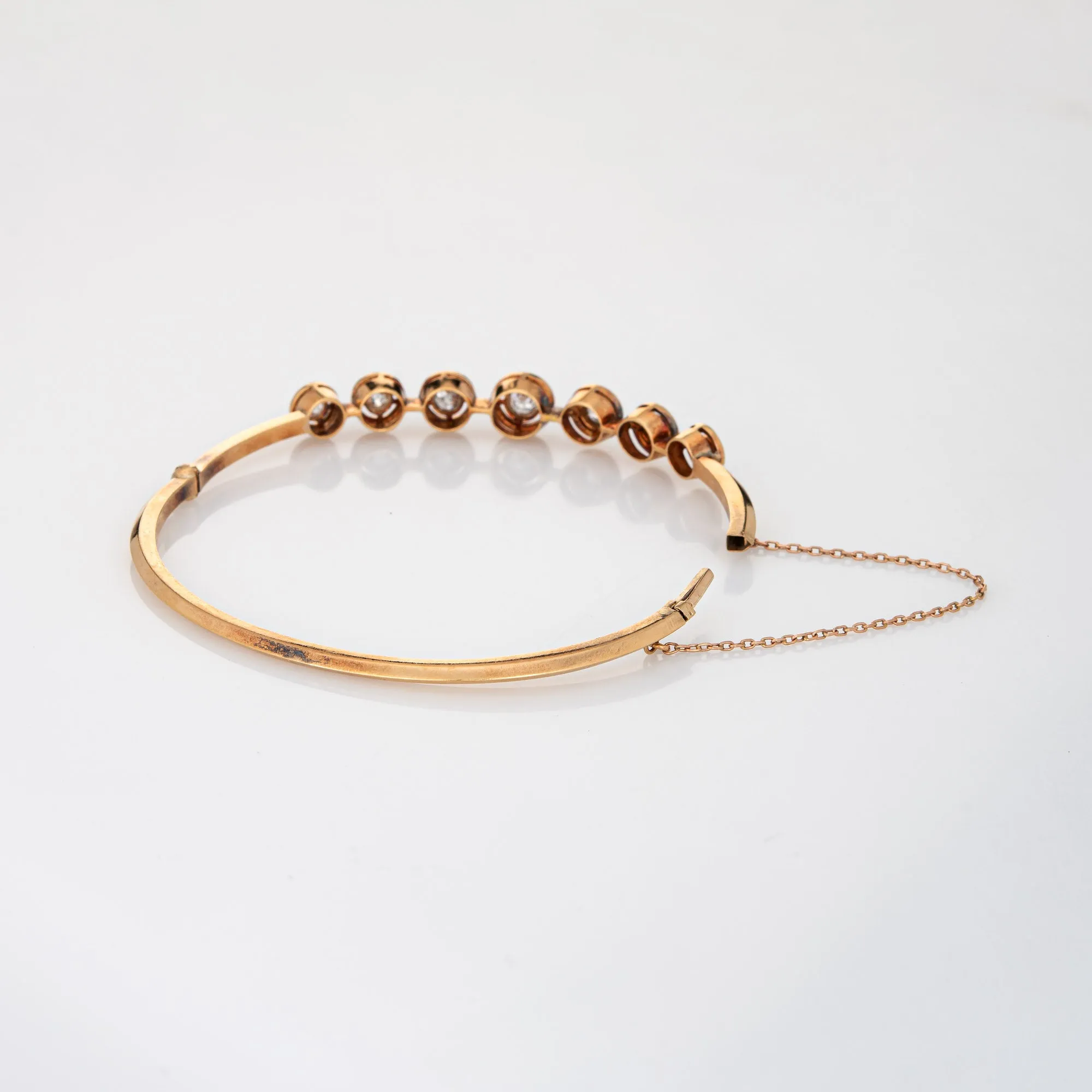 Antique Edwardian 1.20ct Diamond Bangle Bracelet 18k Gold Platinum Round Jewelry