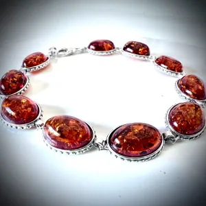 Antique Look Sterling SilverAmber Bracelet