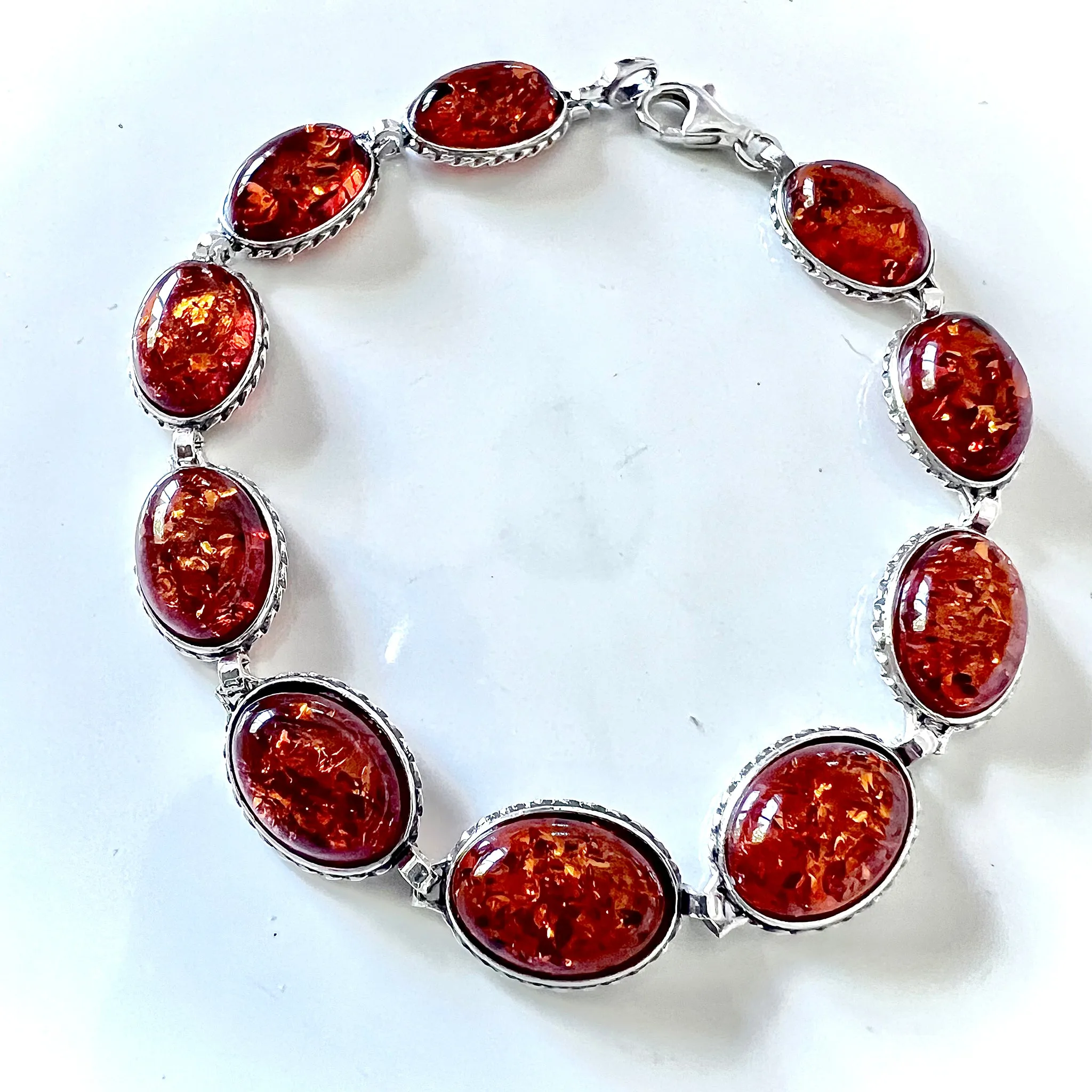 Antique Look Sterling SilverAmber Bracelet