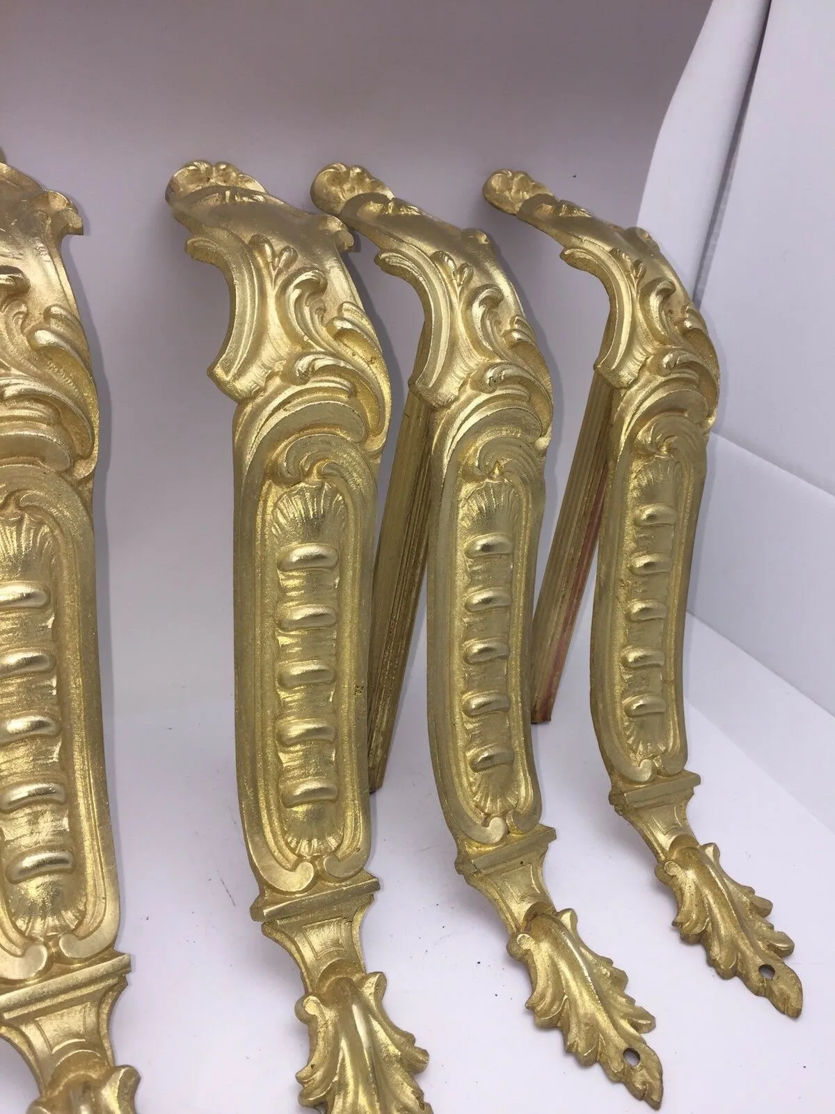 Antique Set 4 Rococo French Ormolu Bronze Chateau Curtain Tie Backs 1840