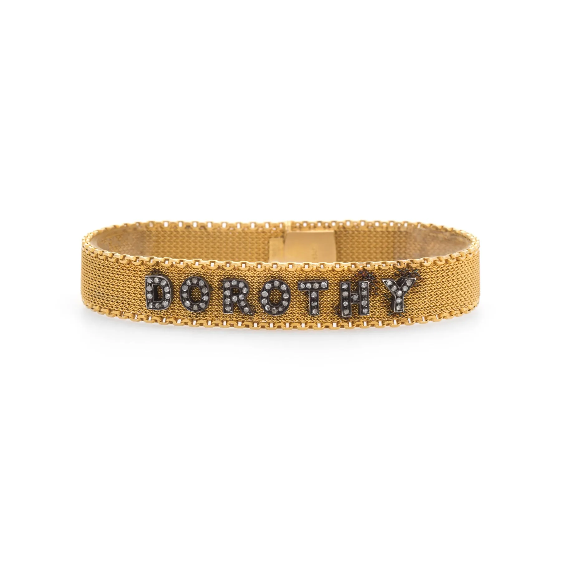 Antique Victorian Dorothy Bracelet 18k Yellow Gold Old Rose Cut Diamond ID Name