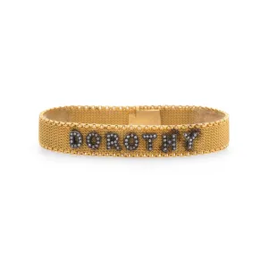 Antique Victorian Dorothy Bracelet 18k Yellow Gold Old Rose Cut Diamond ID Name