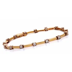 Approximately 1.00 Carat 14K Yellow Gold Diamond Bracelet