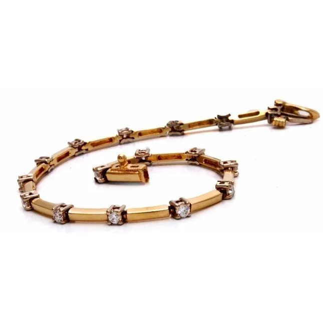 Approximately 1.00 Carat 14K Yellow Gold Diamond Bracelet