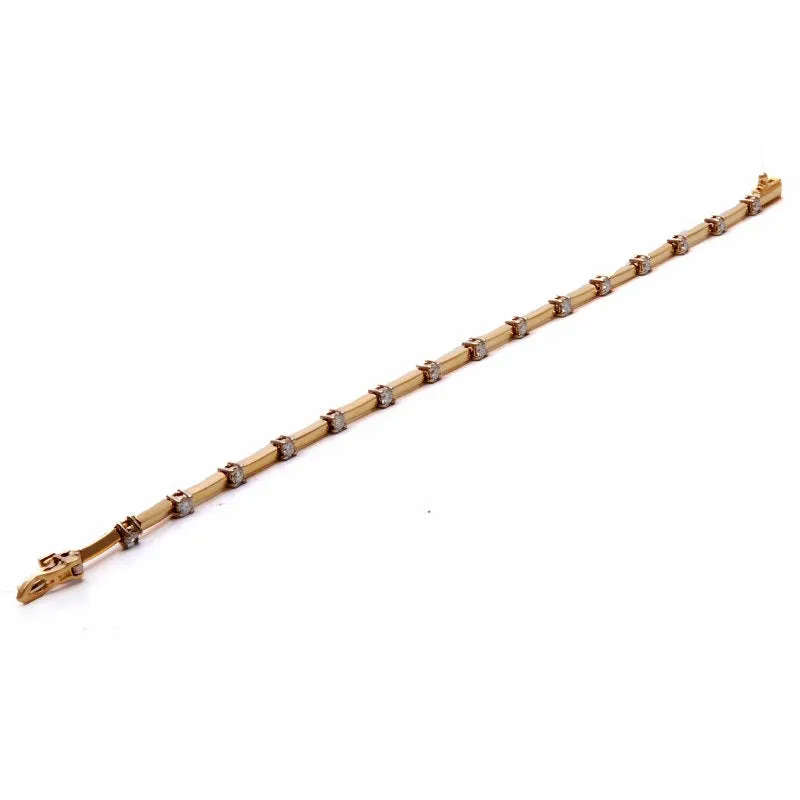 Approximately 1.00 Carat 14K Yellow Gold Diamond Bracelet