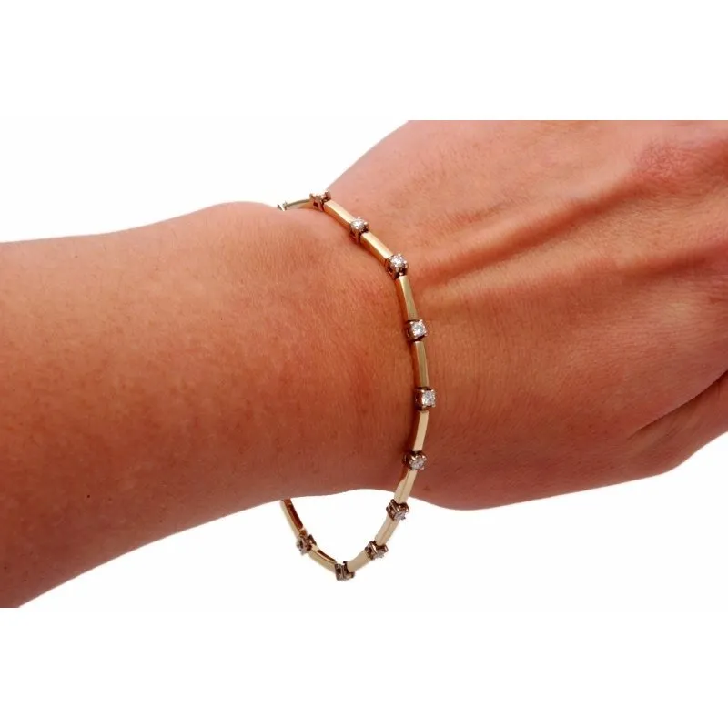 Approximately 1.00 Carat 14K Yellow Gold Diamond Bracelet