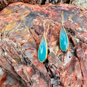 Aqua Chalcedony Desert Mirage Earrings - Gold