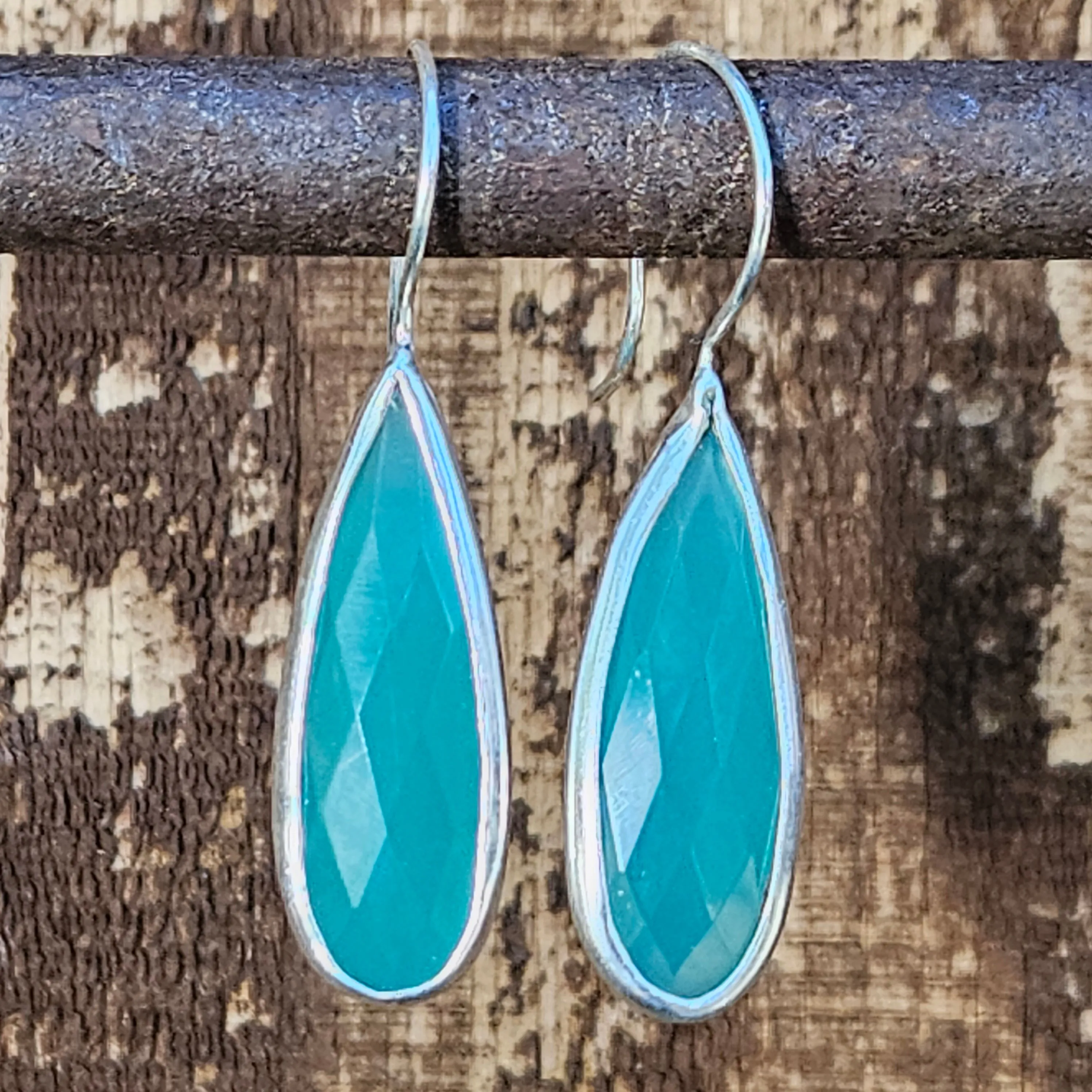 Aqua Chalcedony Desert Mirage Earrings - Silver