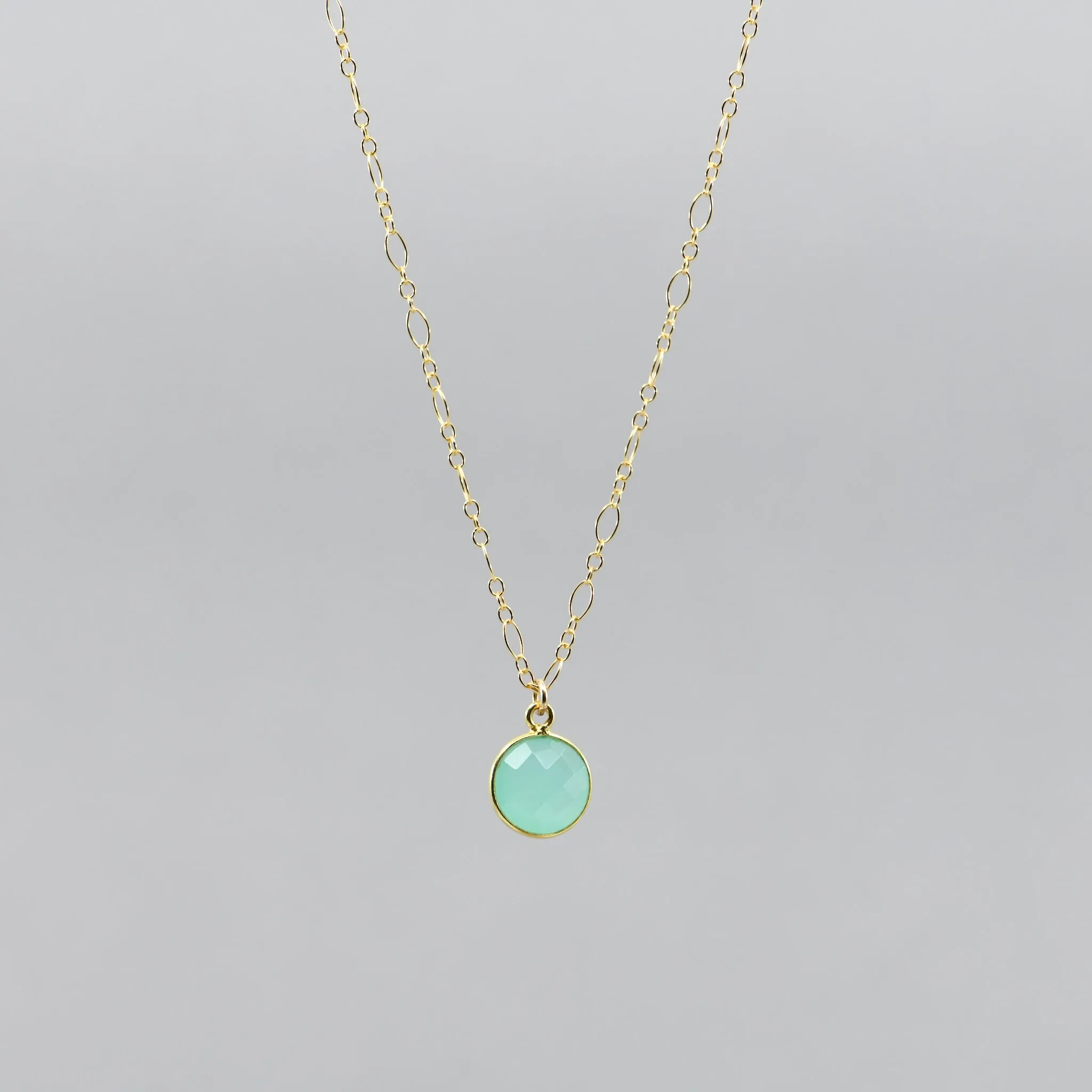 Aqua Chalcedony Gold-Filled Necklace | Handmade March Birthstone