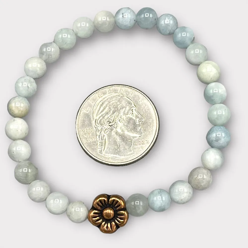 Aquamarine and Copper Flower bracelet