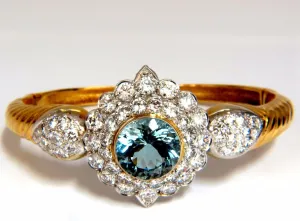 Aquamarine diamonds bangle bracelet 18kt 15.50ct Natural Italian Cluster