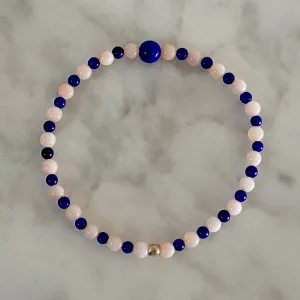 Arpaia 7" Stretch Bracelet with Natural Lapis Lazuli and Pink Peruvian Opal Beads
