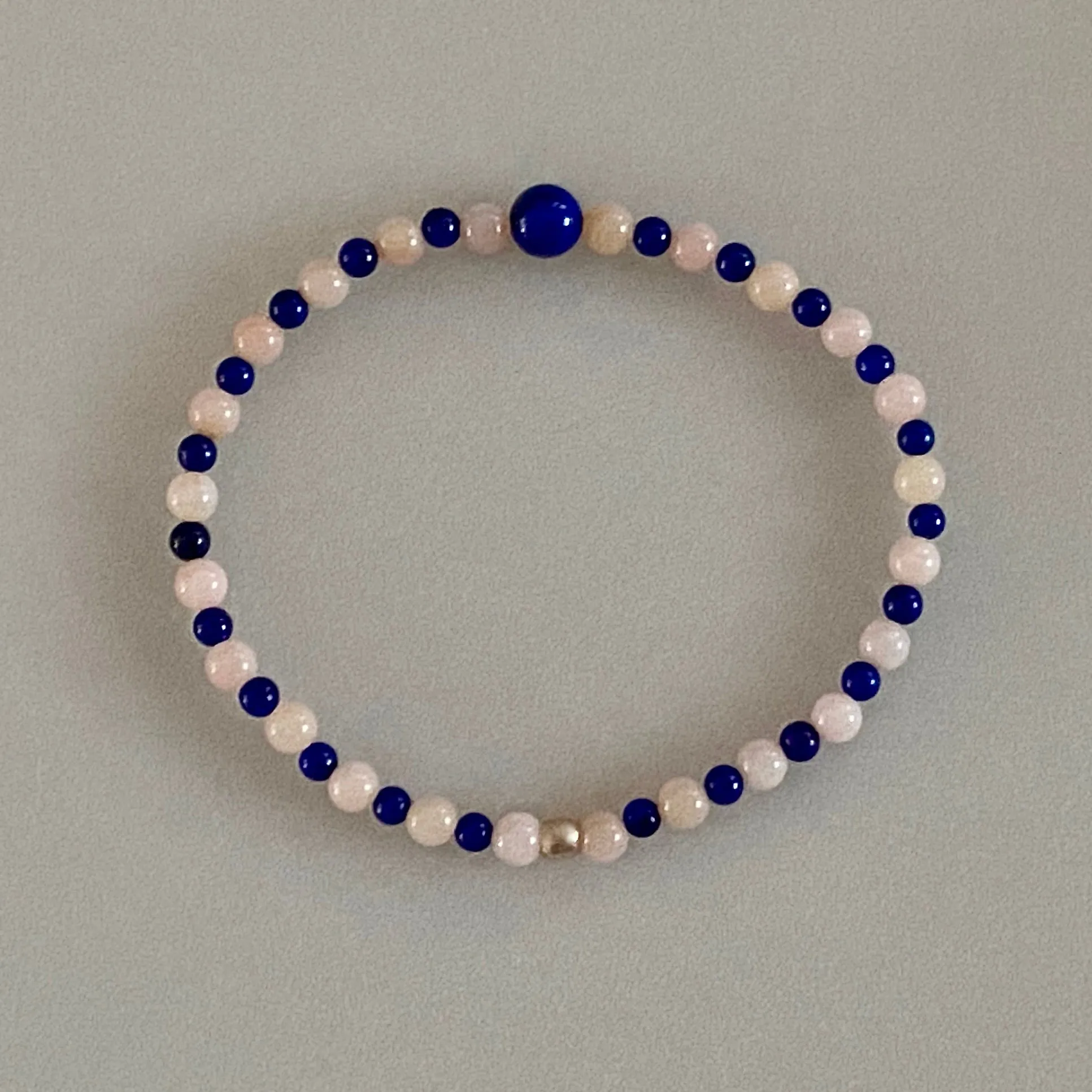 Arpaia 7" Stretch Bracelet with Natural Lapis Lazuli and Pink Peruvian Opal Beads
