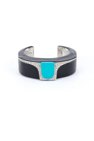 Art Deco Enamel & Rhinestone Cuff Bracelet